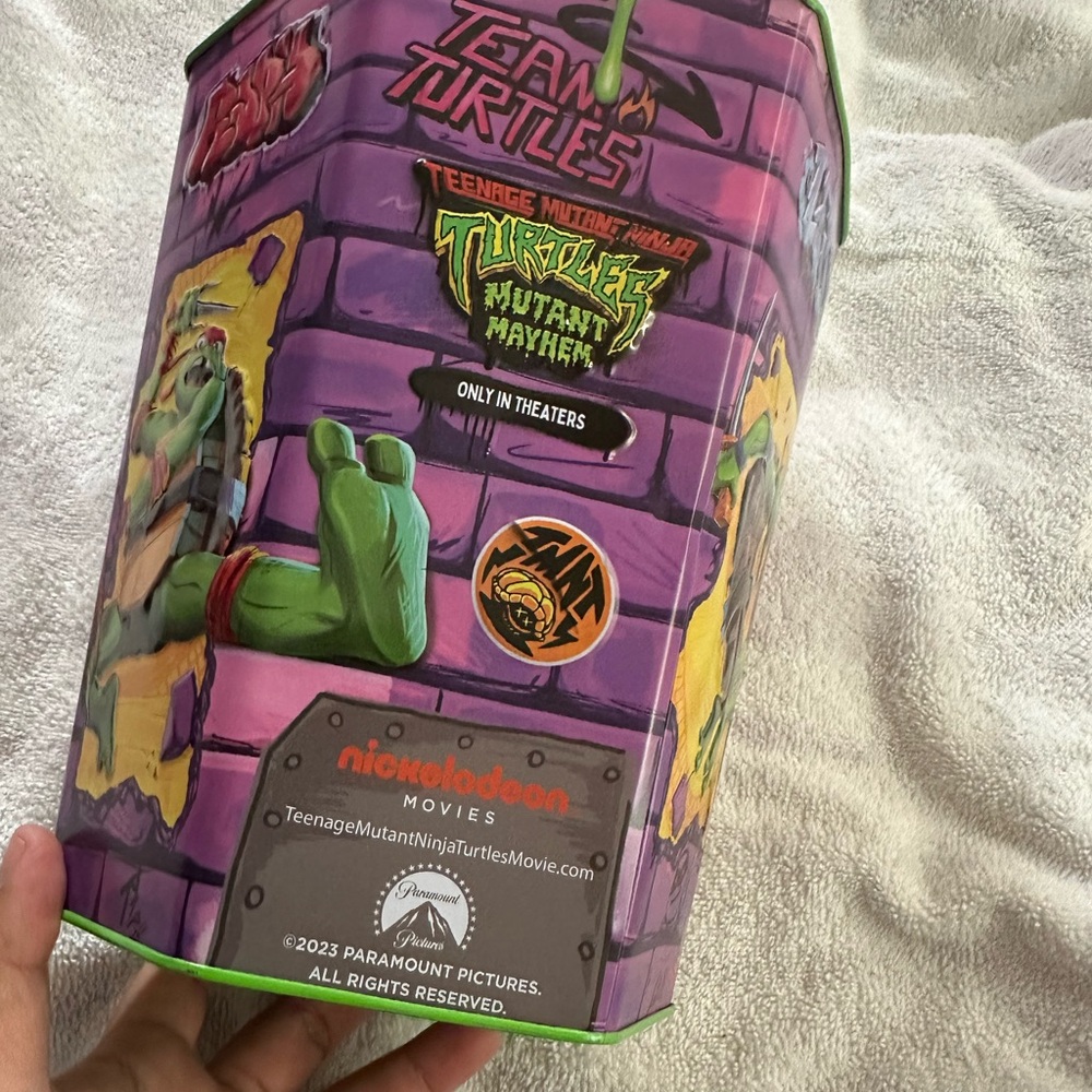 TMNT Mutant Mayhem Popcorn Tin 2023 | Collectible Movie Bucket | Michelangelo - Picture 4 of 6